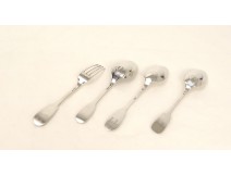 lot de couverts en métal argenté poinçon fermier généraux XVIIIème.