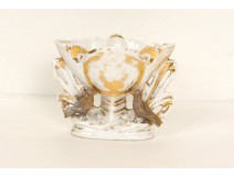 Vase de mariage, Vieux Paris, Porcelaine oiseaux Napoleon III 19ème
