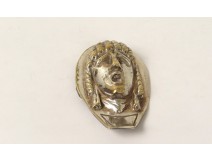 Boucle de ceinture Bronze Argenté Visage du Christ d'époque xxème