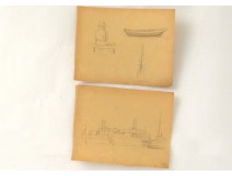 Carnet Dessins Fusains Portraits Paysages Etudes Peintre Eugène FOREL XXè