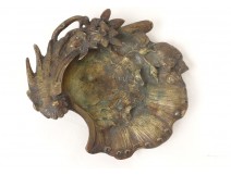 Cendrier Huitre feuilles Bronze Fin XIXè Début XXè