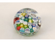 Sulfure presse-papier cristal millefiori Murano Italie Venise fleurs XXème