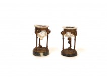 Paire Athénienne bronze doré cristal french antique XIXème siècle