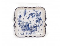 Plat Nevers fleurs papillon oiseau antique french XXème siècle