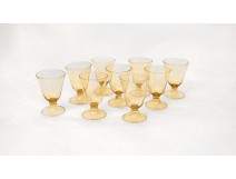 Lot de 9 verres à eau jauni antique french XXéme siècle