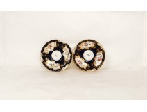 Paire assiette bleu porcelaine Paris fleurs antique french XIXème siècle