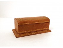  Boite timbres cuir doré fer antique french  XXème siècle