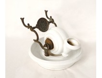 Encrier en porcelaine et bronze escargot antique french XIXème siècle
