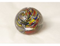 Sulfure presse-papier cristal décor motif multicolor antique french XXème
