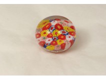 Sulfure presse-papier cristal décor groupes milleflori fond noir XXème