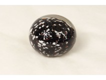 Sulfure presse-papier cristal décor bulles noires blanches XXème