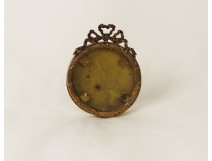 Cadre porte photos rond laiton doré décor style Louis XVI fin XIXème 