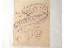 Dessin esquisse la vie au patronage caricature école arts décoratifs XXème