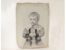 Dessin portrait enfant beaux vêtements école arts décoratifs XXème