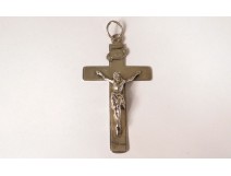 Croix pendentif Christ argent massif Soeurs Saint-Jacut XIXème siècle